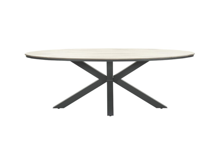 Garden impressions Edison tafel 220x115xH75 carbon black/light teak polyw – zwart