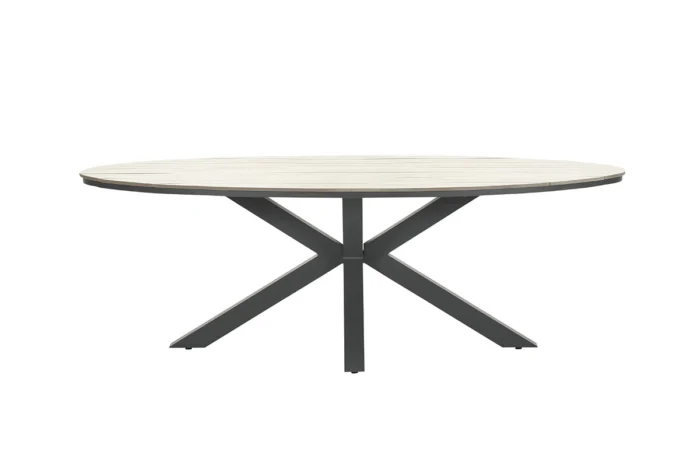 Garden impressions Edison tafel 220x115xH75 carbon black/light teak polyw - zwart