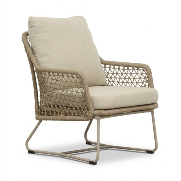BUITEN living Gianna low dining tuinstoel | touw + aluminium | Sandstone