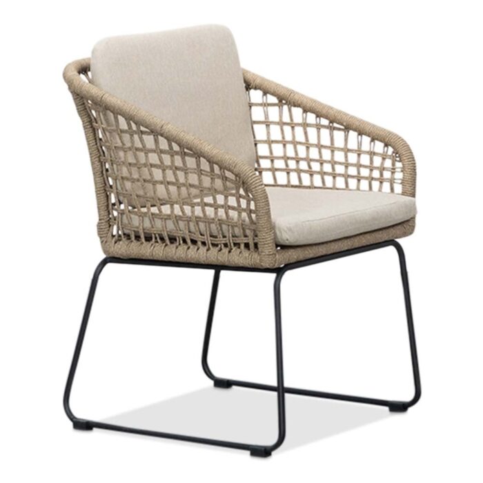BUITEN living Tulum dining tuinstoel | touw + RVS | Sahara Dust – Taupe, Zand