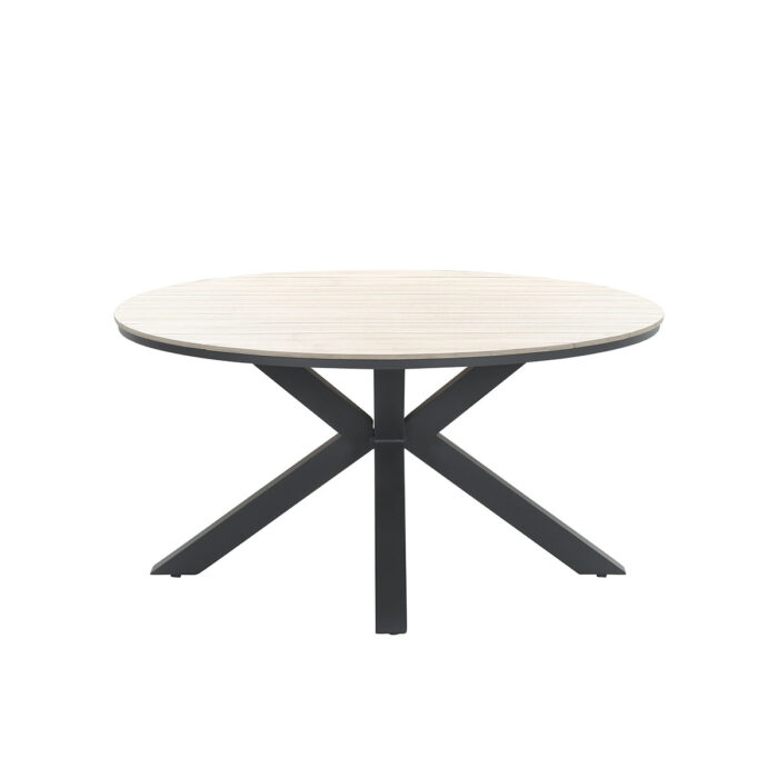 Garden impressions Edison Tafel Diameter 148 Carbon Black Light Teak – zwart