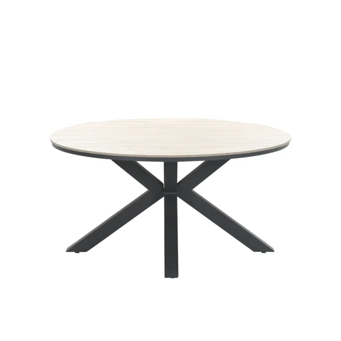 Garden impressions Edison Tafel Diameter 148 Carbon Black Light Teak - zwart