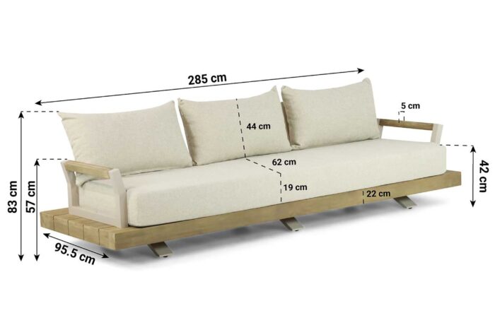 Santika Furniture Supreme lounge tuinbank 3-zits – Taupe-naturel-bruin