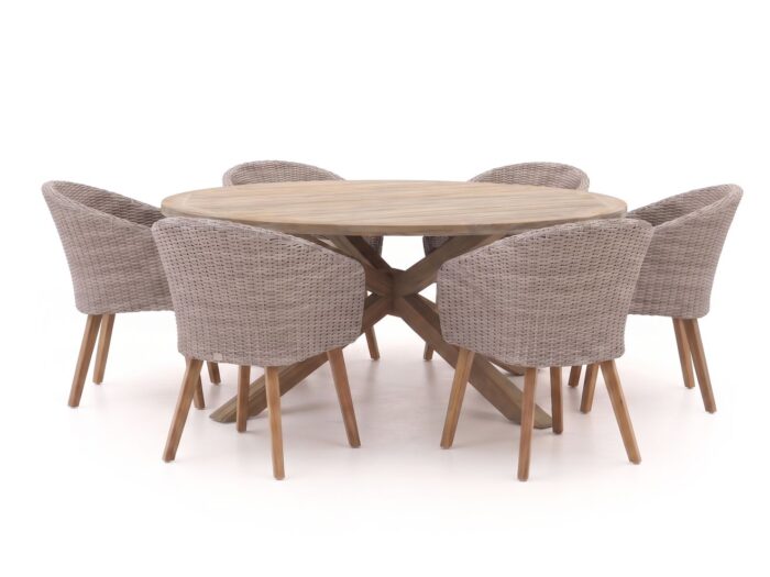 Intenso Furniture Intenso Tropea/ROUGH-Y ø180cm dining tuinset 7-delig Laagste prijsgarantie! – Bruin