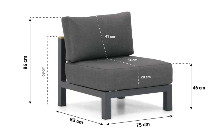 Santika Furniture Shadow midden module - Grijs-antraciet