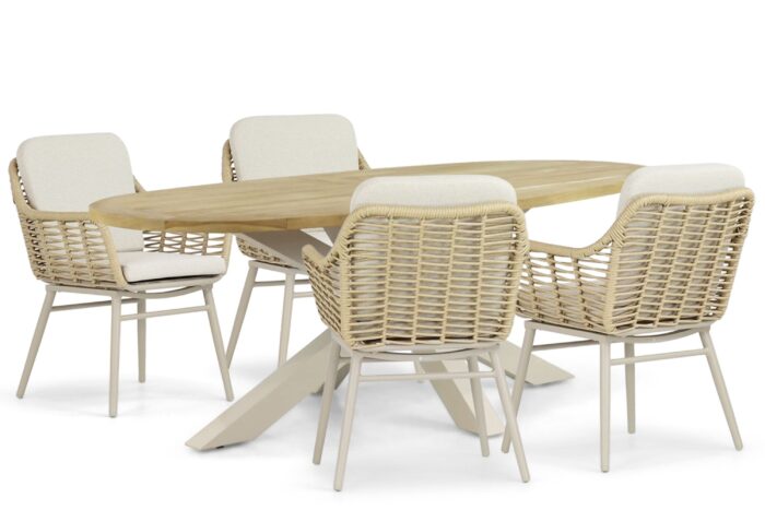 Coco Antoni/Brookline 200 cm dining tuinset 5-delig – Taupe-naturel-bruin
