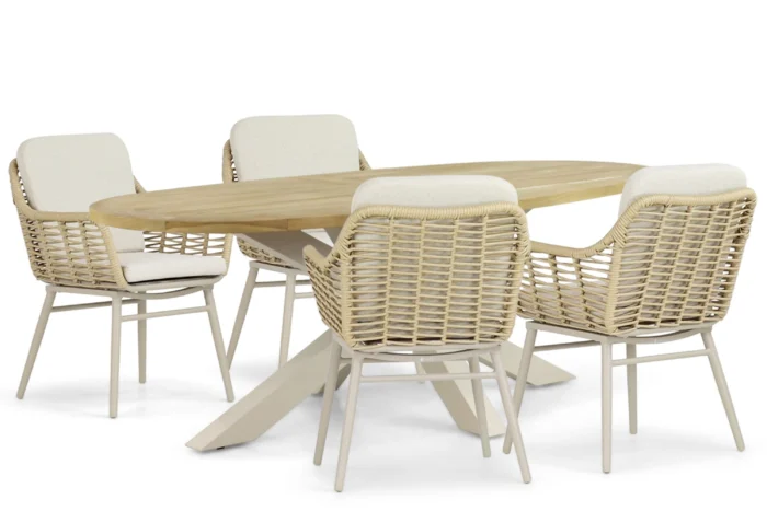 Coco Antoni/Brookline 200 cm dining tuinset 5-delig - Taupe-naturel-bruin