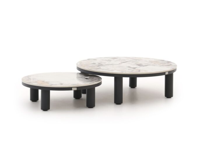 Bellagio tuinmeubelen Bellagio Sarsina lounge tuintafelset ø85cm(h:27cm)/ø65cm (h:21cm) Laagste prijsgarantie! – Grijs