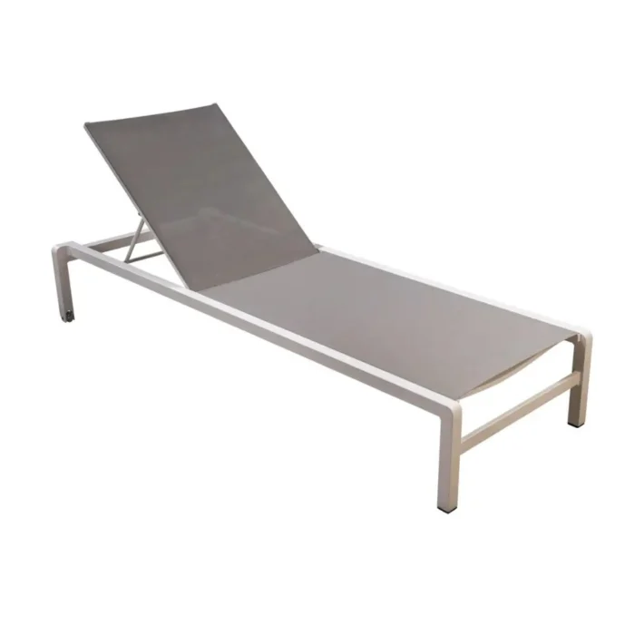 Yoi Hokan lounger aluminium white/light grey textilene - grijs;wit