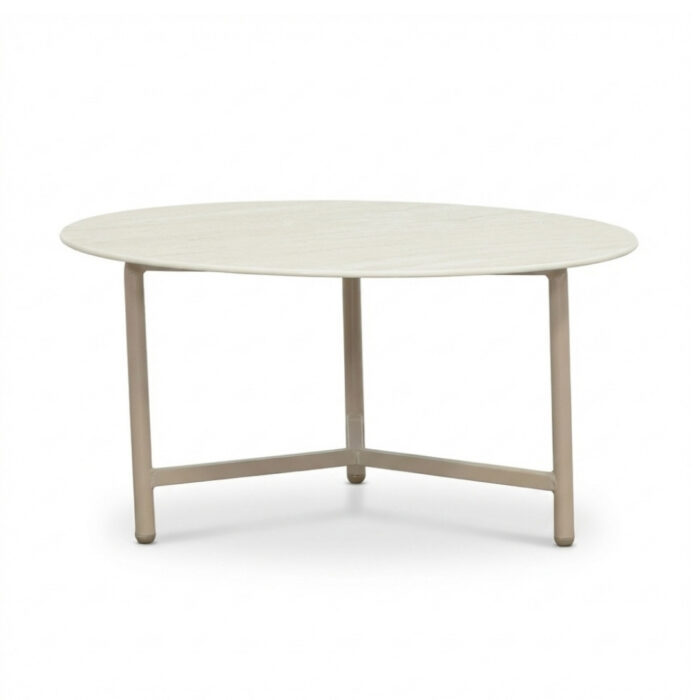 LUX outdoor living Logan koffietafel | sintered stone + aluminium | Marble Latte | 75cm rond
