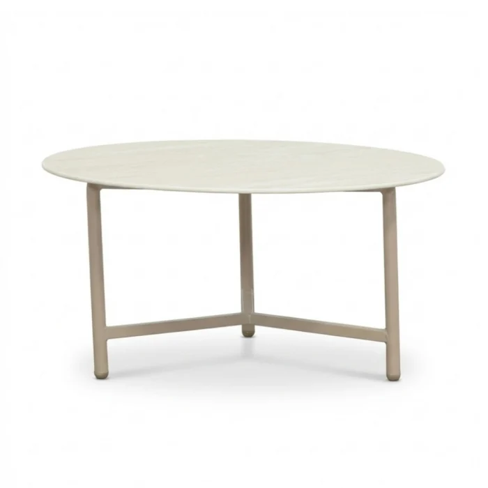 LUX outdoor living Logan koffietafel | sintered stone + aluminium | Marble Latte | 75cm rond