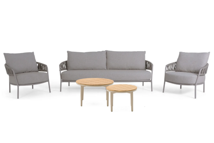 4 Seasons Outdoor Calma/Toscane 50/70 cm stoel-bank loungeset 5-delig – Taupe-naturel-bruin