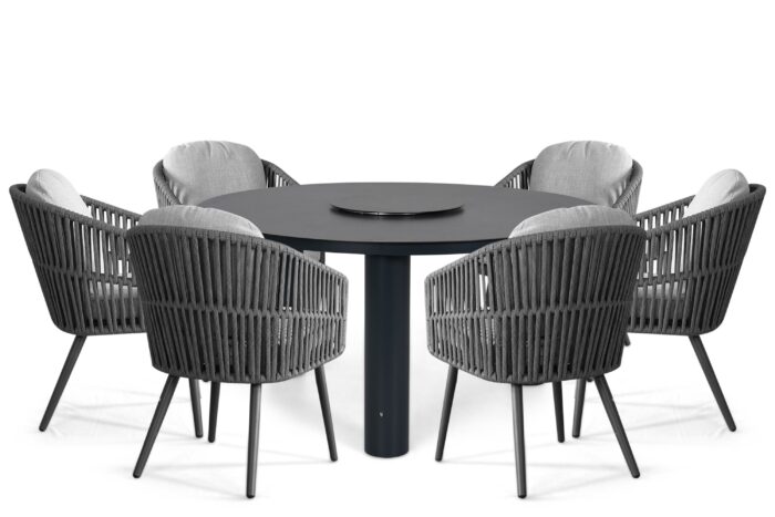 Santika Furniture Marani/Arancia 150 cm dining tuinset 7-delig – Grijs-antraciet
