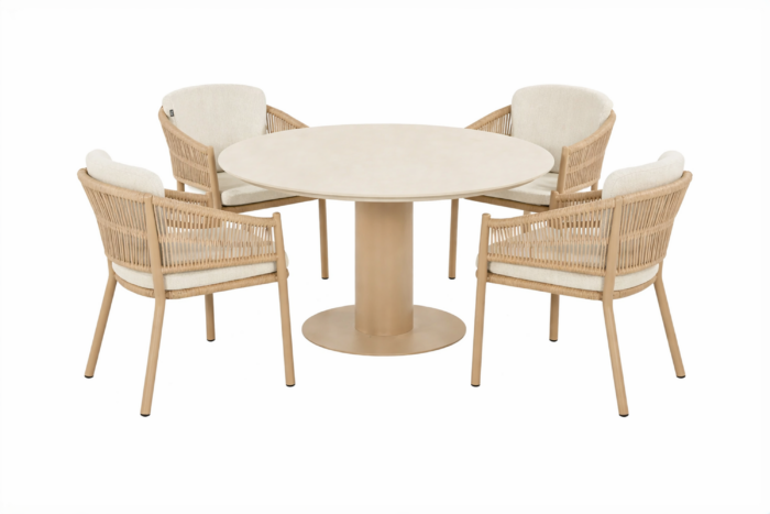 Hartman Altea/Girona 120 cm dining tuinset 5-delig – Taupe-naturel-bruin