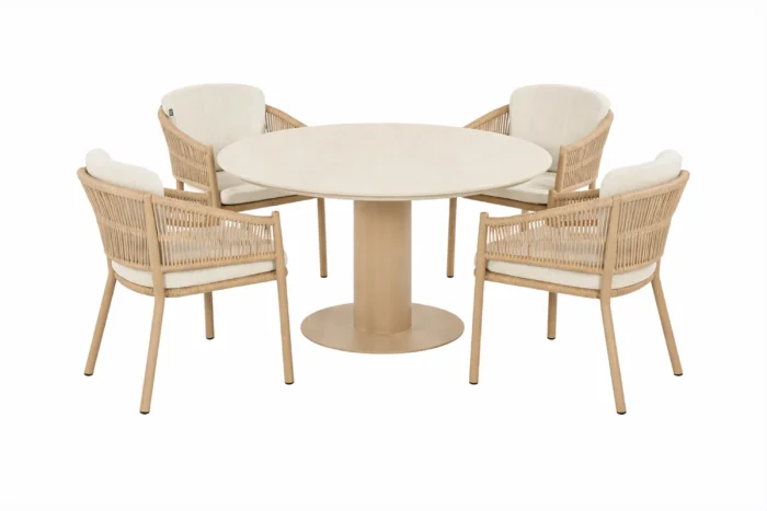 Hartman Altea/Girona 120 cm dining tuinset 5-delig - Taupe-naturel-bruin
