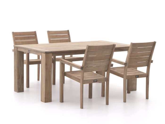 ROUGH Furniture ROUGH-S/ROUGH-X 180cm dining tuinset 5-delig stapelbaar Laagste prijsgarantie! – Bruin