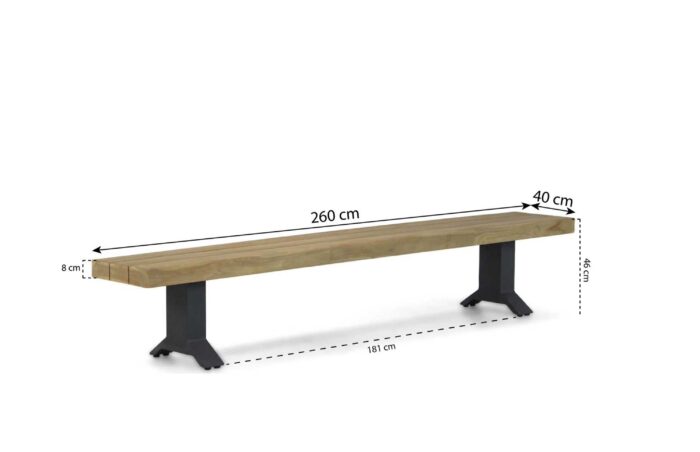 Santika Furniture Superior dining picknickbank 260×40 cm – Naturel teak