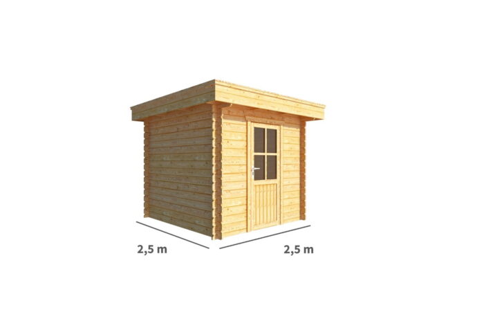 Warentuin collection Blokhut, tuinhuisje Lisa-Azra 250 cm bij 250 cm diep plat dak – bruin