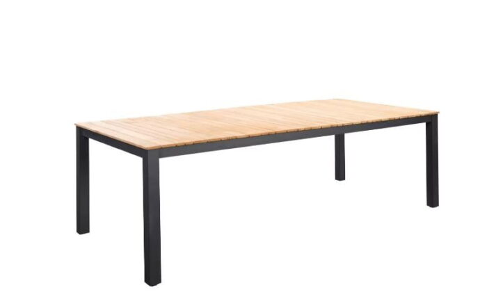 Yoi Arashi dining tafel 220x100cm aluminium dark grey teak – grijs