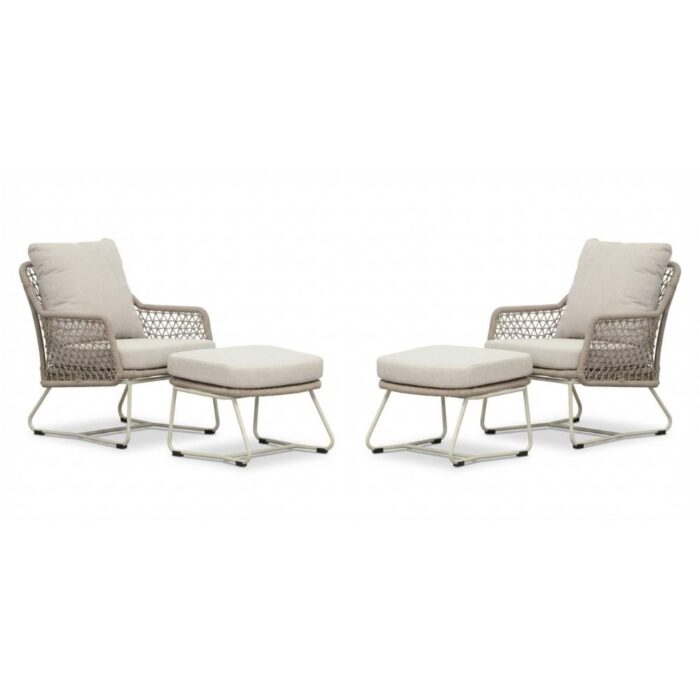 BUITEN living Gianna lounge balkonset 2 personen | touw + aluminium | Almond Beige | 4-delig