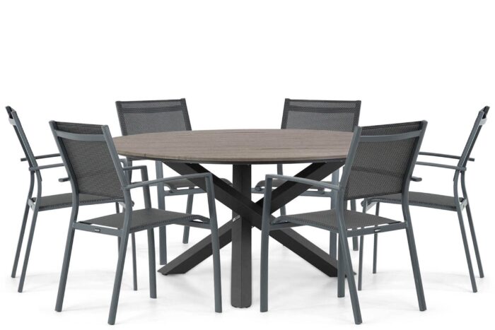 Lifestyle Garden Furniture Sella/Ancona 150 cm dining tuinset 7-delig – Grijs-antraciet