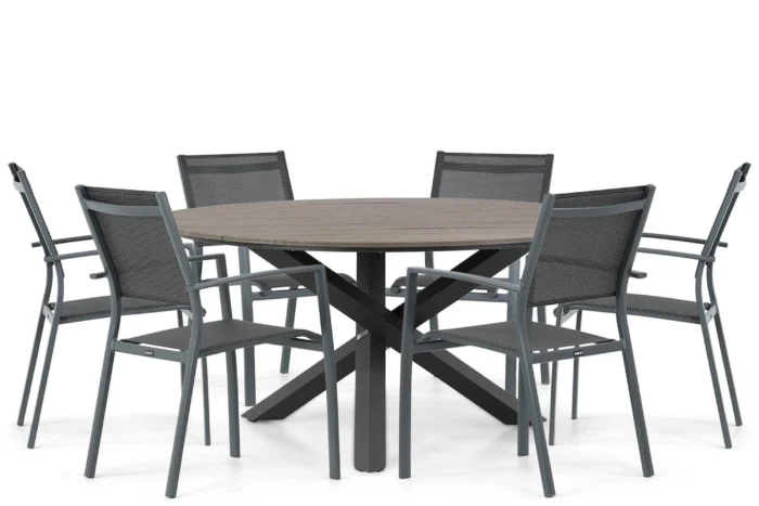 Lifestyle Garden Furniture Sella/Ancona 150 cm dining tuinset 7-delig - Grijs-antraciet