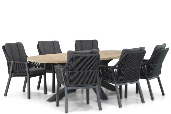 Lifestyle Garden Furniture Verona/Brookline 240 cm dining tuinset 7-delig – Grijs-antraciet