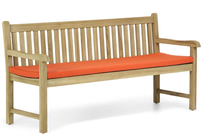 Garden Collections Preston tuinbank teak 180 cm incl. orange kussen – Old teak greywash