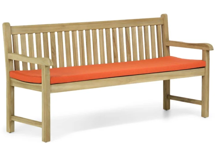 Garden Collections Preston tuinbank teak 180 cm incl. orange kussen - Old teak greywash