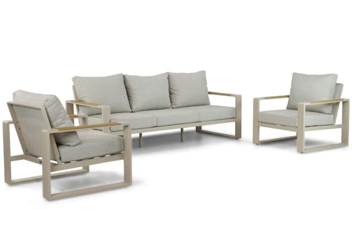 Lifestyle Garden Furniture Lezo stoel-bank loungeset 3-delig – Taupe-naturel-bruin