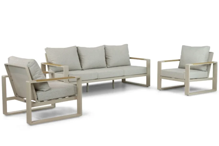 Lifestyle Garden Furniture Lezo stoel-bank loungeset 3-delig - Taupe-naturel-bruin