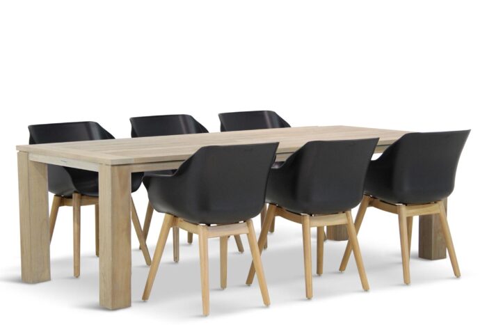 Hartman Sophie teak/Brighton 240 cm dining tuinset 7-delig – Zwart