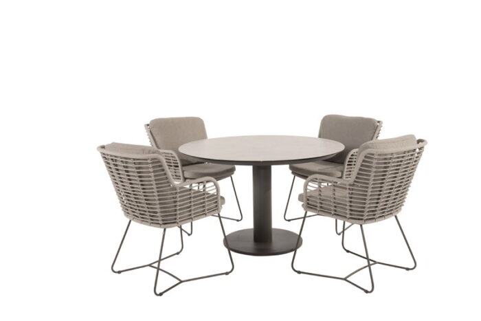 4so Fabrice diningset met Sarah tafel terre printed rond dia. 120 cm