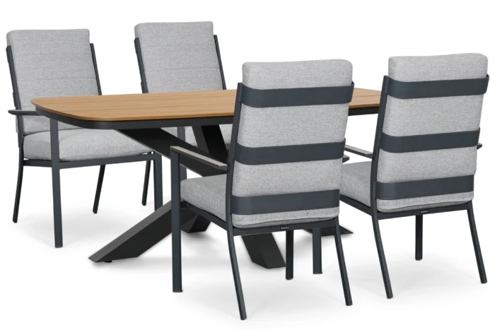 Lifestyle Garden Furniture Lecce/Camila 180x100 cm dining tuinset 5-delig - Grijs-antraciet