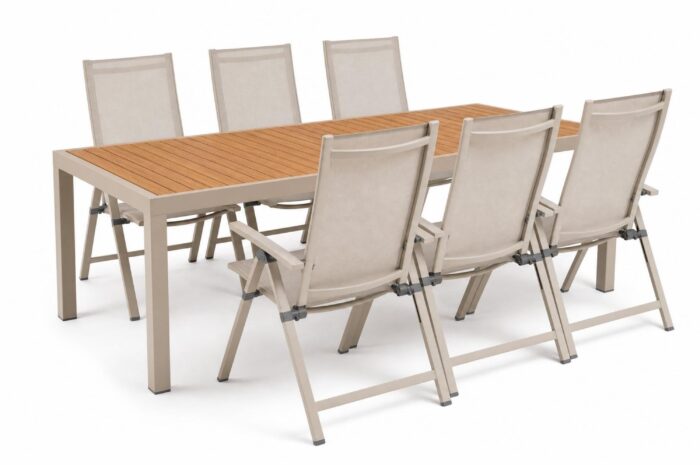 Hartman Alice Comfort/Creta 210×90 cm dining tuinset 7-delig – Zand/Beige