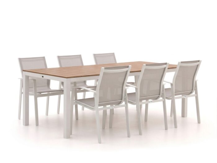 Forza Furniture Forza Altea/Fidenza 220cm dining tuinset 7-delig stapelbaar Laagste prijsgarantie! – Wit