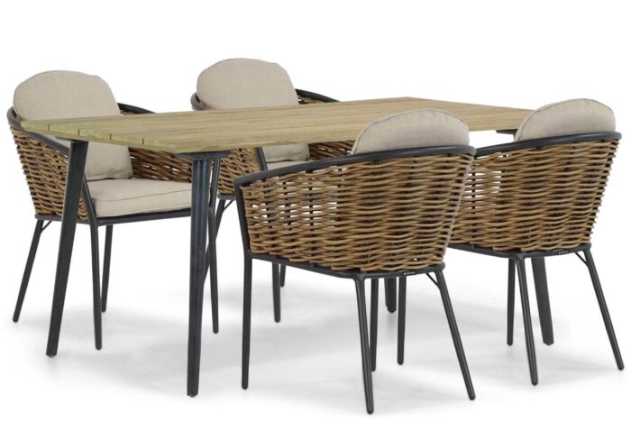 Lifestyle Garden Furniture Nice/Montana 180 cm dining tuinset 5-delig – Grijs-antraciet