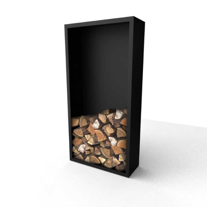 Geroba Beltza zwarte Houtopslag met achterwand 1000 x 385 x 2000 mm – zwart
