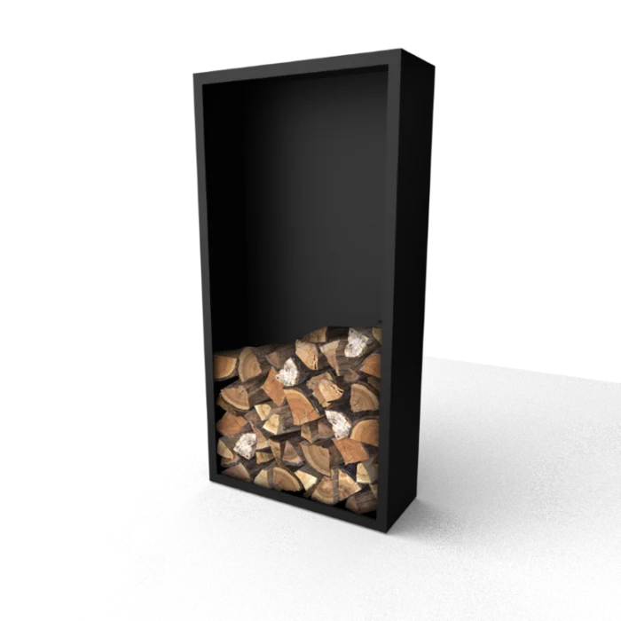 Geroba Beltza zwarte Houtopslag met achterwand 1000 x 385 x 2000 mm - zwart