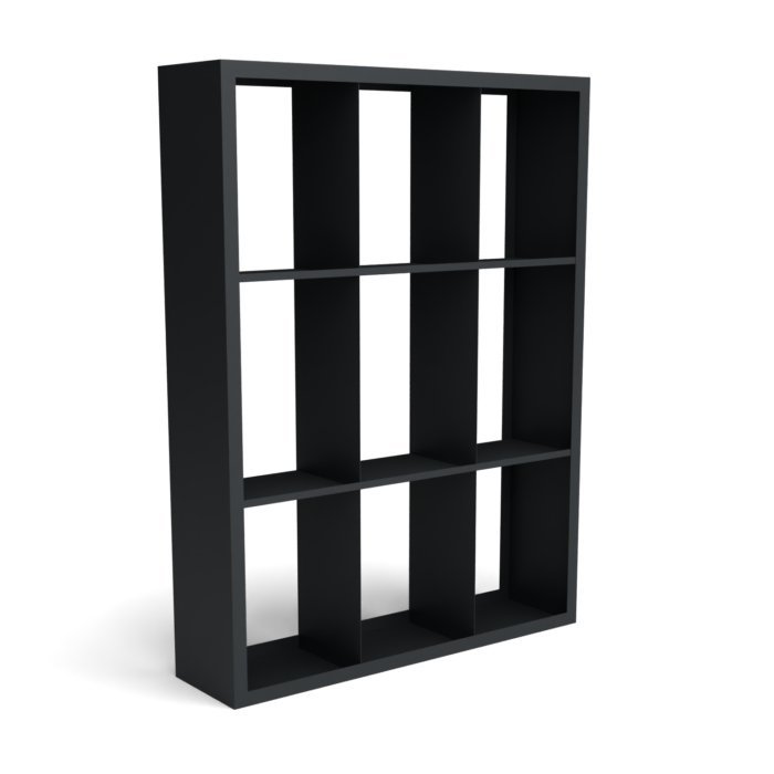 Geroba Beltza zwarte houtopslag onderverdeling 9 vakken 1500x385x2000 mm – zwart