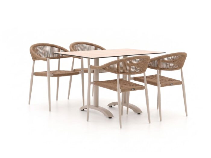 Manifesto Furniture Belpasso/Lisio 120cm dining tuinset 5-delig stapelbaar – Bruin