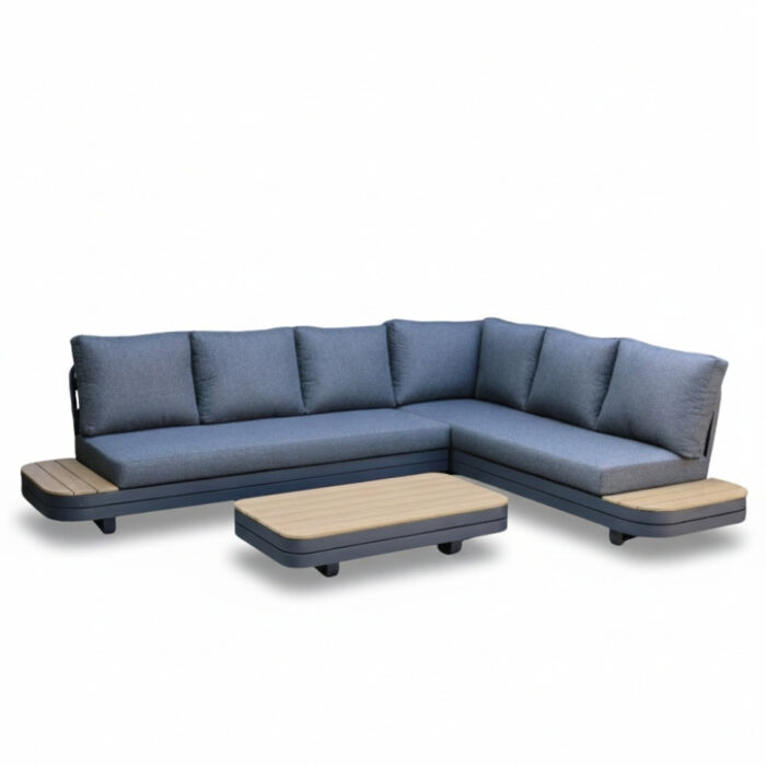 LUX outdoor living Serrento hoek loungeset rechts 6 personen incl. tafel | aluminium + polywood | antraciet | 4-delig