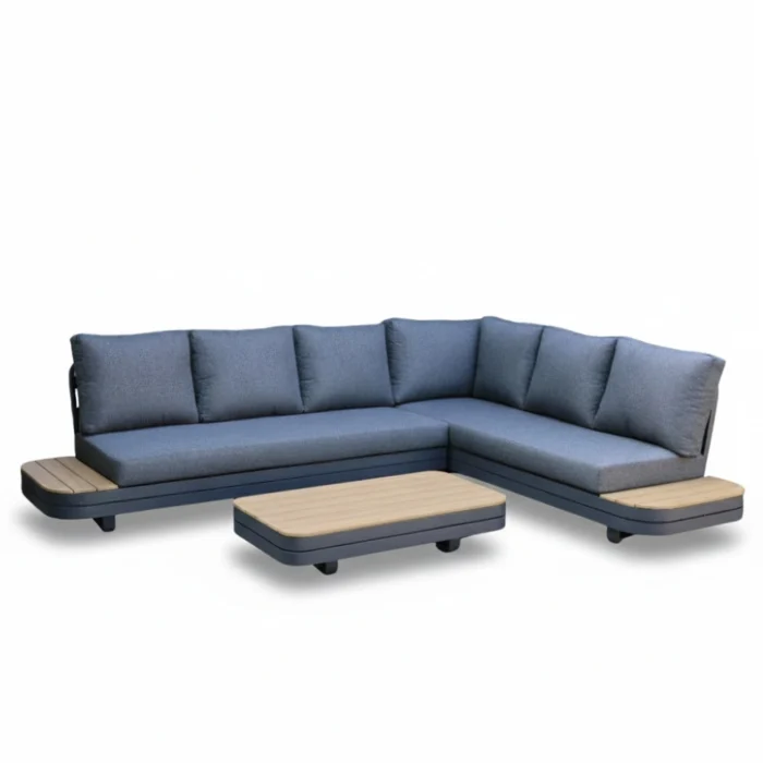LUX outdoor living Serrento hoek loungeset rechts 6 personen incl. tafel | aluminium + polywood | antraciet | 4-delig