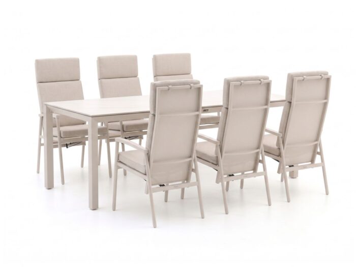 Bellagio tuinmeubelen Bondeno/Sestino 220cm dining tuinset 7-delig verstelbaar – Wit