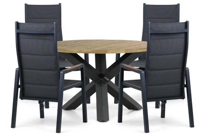 Lifestyle Garden Furniture Essence/Rockville 120 cm dining tuinset 5-delig - Grijs-antraciet