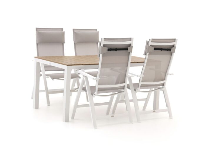 Bellagio tuinmeubelen Bellagio Avenza/Fidenza 160cm dining tuinset 5-delig verstelbaar Laagste prijsgarantie! – Wit