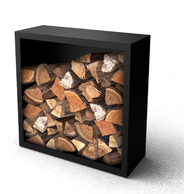 Geroba Beltza zwarte Houtopslag met achterwand 1000 x 385 x 1000 mm – zwart