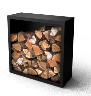 Geroba Beltza zwarte Houtopslag met achterwand 1000 x 385 x 1000 mm - zwart