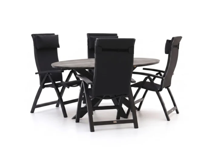 Bellagio tuinmeubelen Fermo/Fidenza ovaal 180cm dining tuinset 5-delig verstelbaar - Grijs