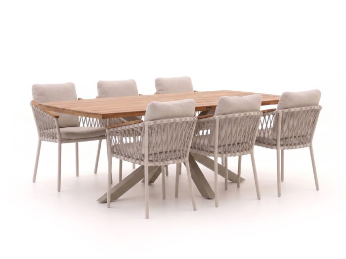 Bellagio tuinmeubelen Birgi Novo/Induno Deens Ovaal 220cm dining tuinset 7-delig stapelbaar – Bruin